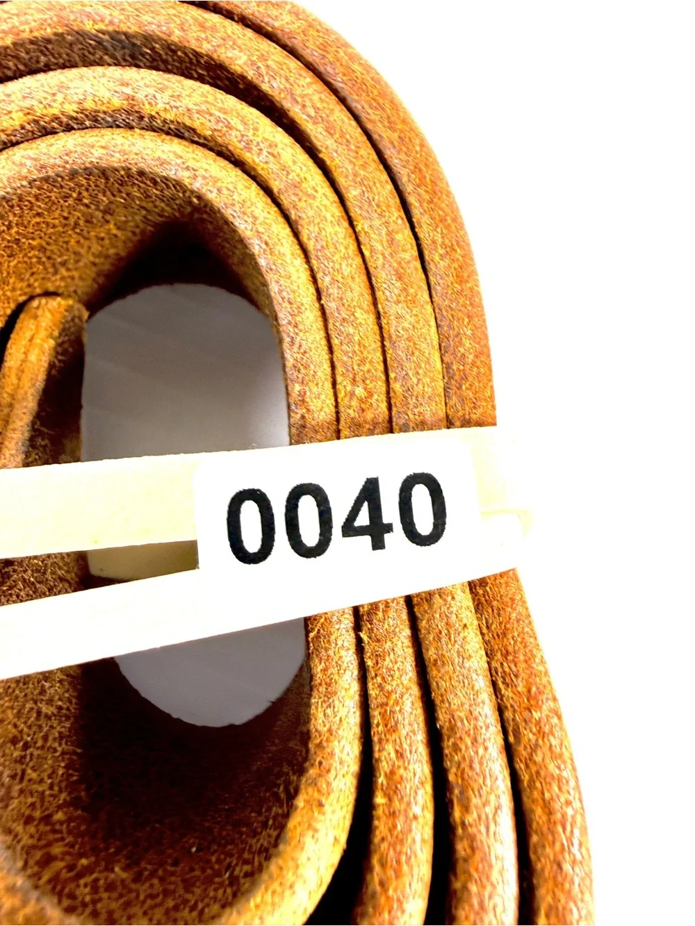 Womens Tan Leather Belt with Color Beading Inlay and Brass Buckle 32”